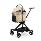 Carrito para perros y gatos Urban Luxe Beige con capota cerrada