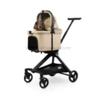 Carrito para perros y gatos Urban Luxe Beige con perro en la cesta