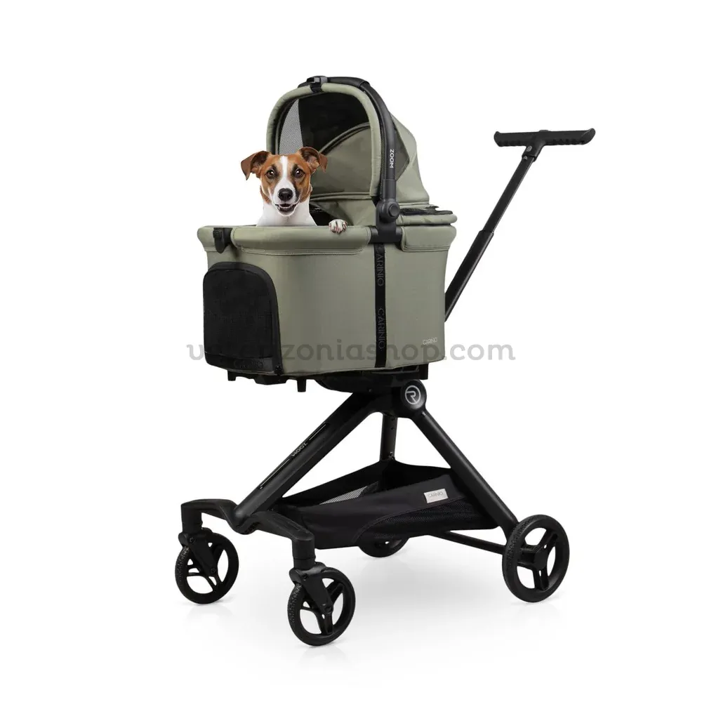 Perro pequeño en carrito para perros y gatos Urban Luxe Verde Oliva