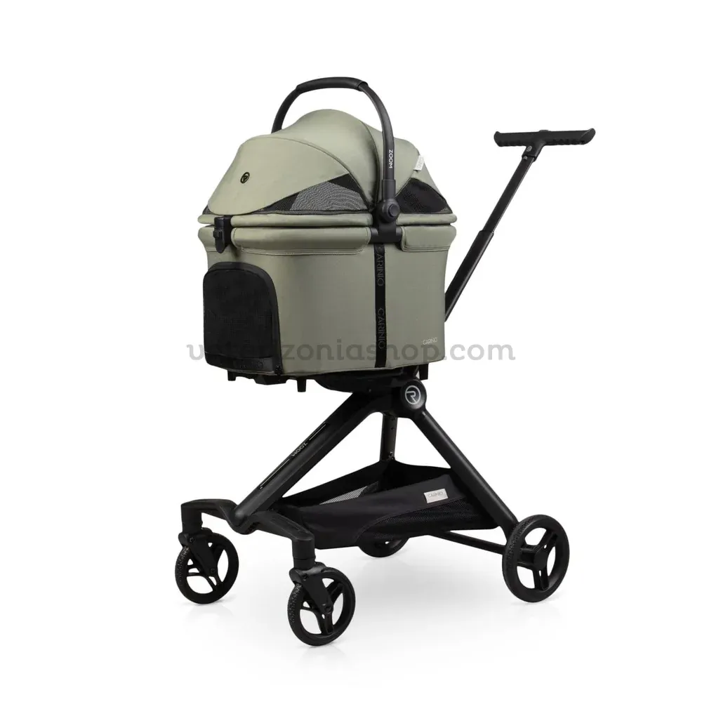 Urban Luxe Verde Oliva vista lateral Carrito para perros y gatos Urban Luxe Verde Oliva vista lateral