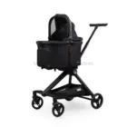 Carrito para perros y gatos Urban Luxe negro con capota abierta