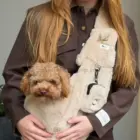 Bandolera para perro pequeño Fluffy Crema con sujeción interior