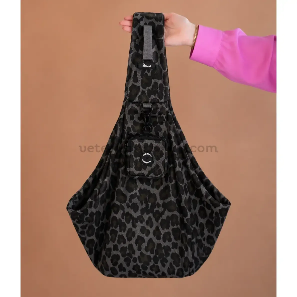 Bandolera para perro pequeño Leopardo Gris ajustable con bolsillo