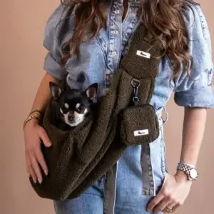 Bandolera para perro pequeño Teddy Verde con bolsillo extraíble