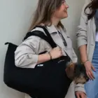 Bolso transportín Teddy Negro para perro pequeño en uso