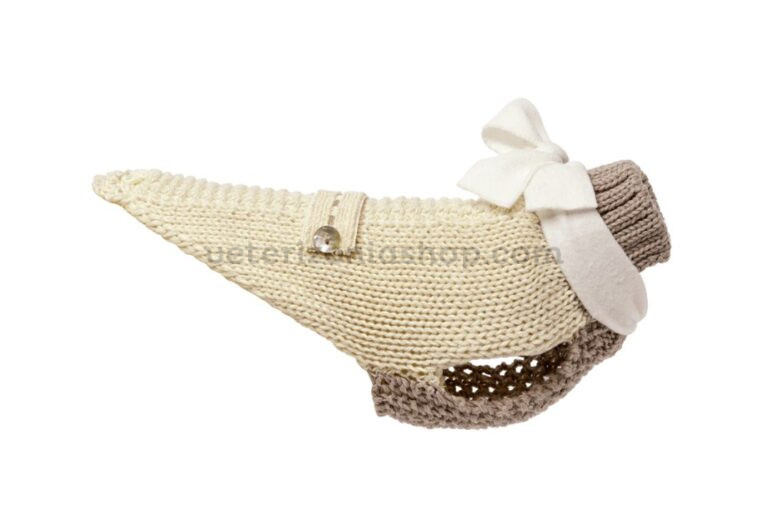 Jersey Camon Grace beige con lazo y cuello en contraste