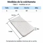 Medidas de la colchoneta Autumn Bless talla S: 54 cm de largo, 30 cm de ancho y 5 cm de alto