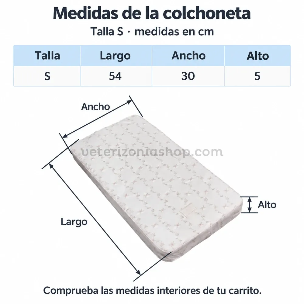 Medidas de la colchoneta Autumn Bless talla S: 54 cm de largo, 30 cm de ancho y 5 cm de alto