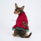 Perro pequeño con el vestido navideño Fitwarm rojo de tul y lazo